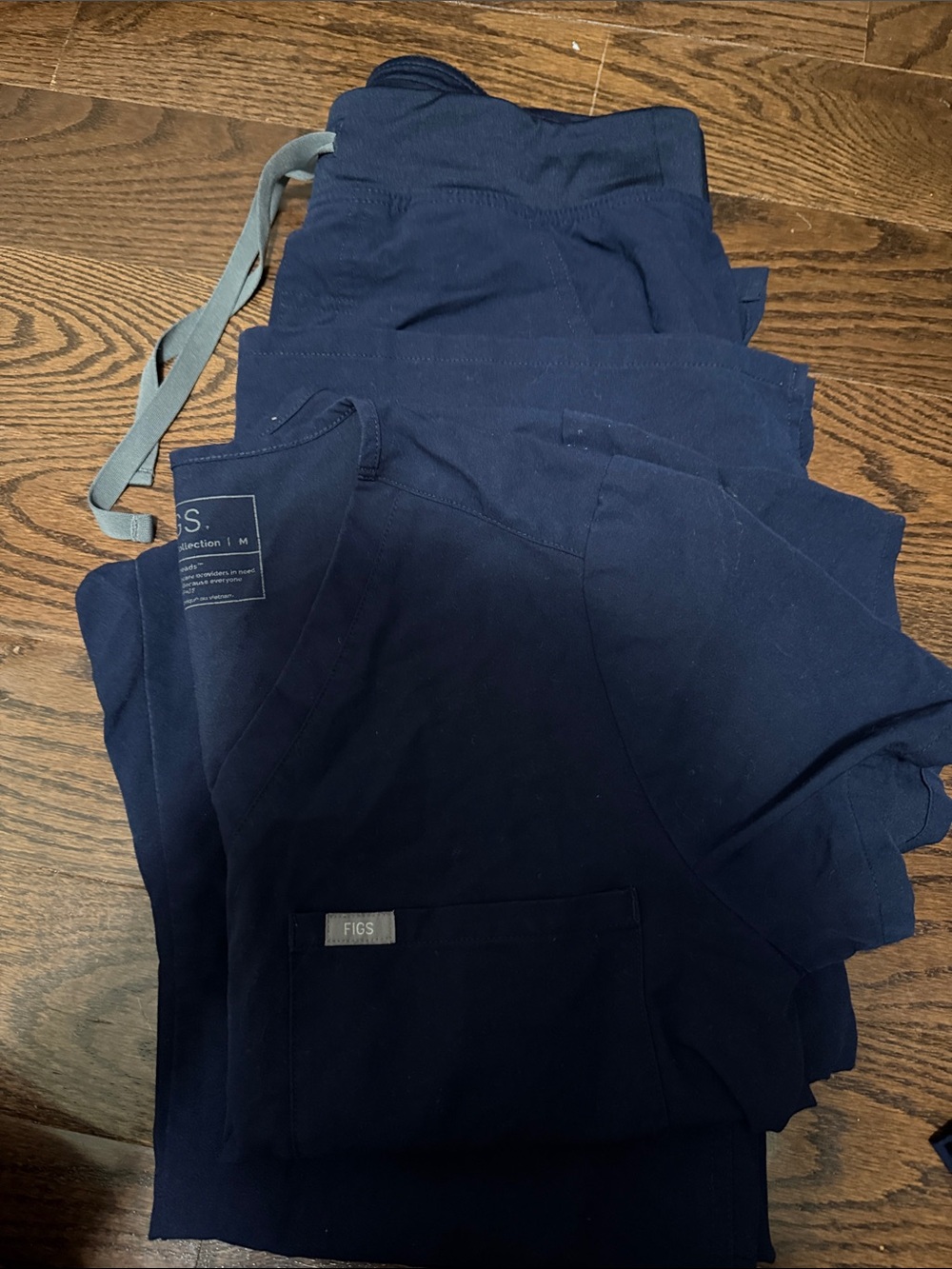 Figs Navy Drawstring Pants and top